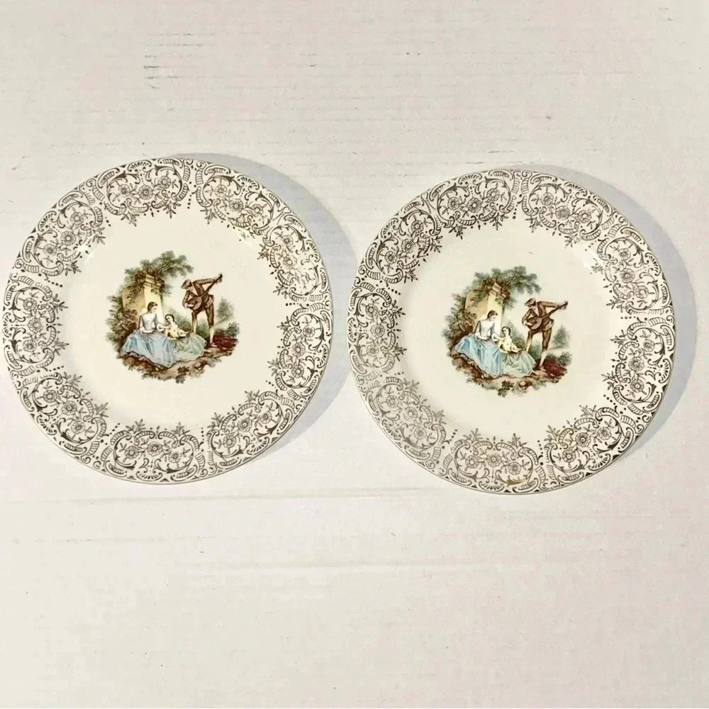 2x American Limoges Triumph D'or 22K Gold IT-S284 China Side Dessert Plates